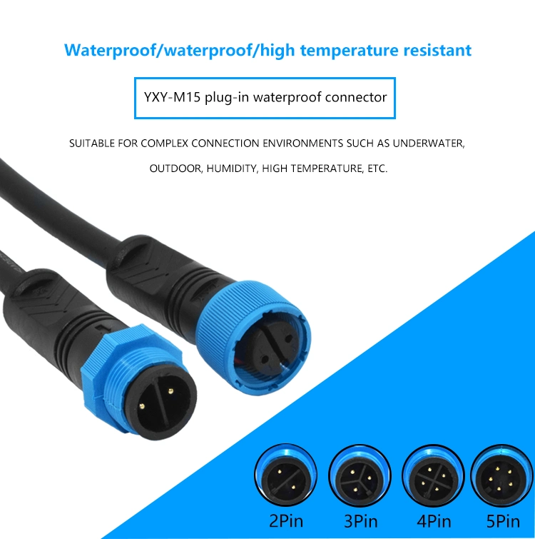 Yxy M15 Waterproof Connector Nylon IP68 Waterproof 2 Pin Male Female Cable Connector for Street Solar Light